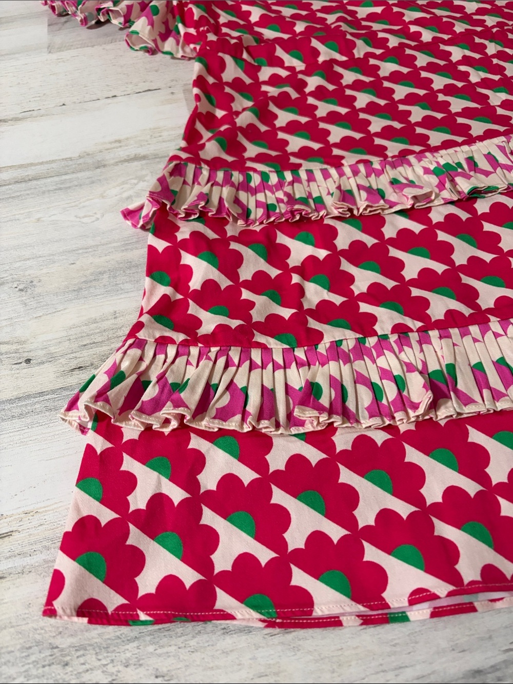 Alden Day Pink & Green Printed Ruffle Casual Dress - Picture 4 of 10